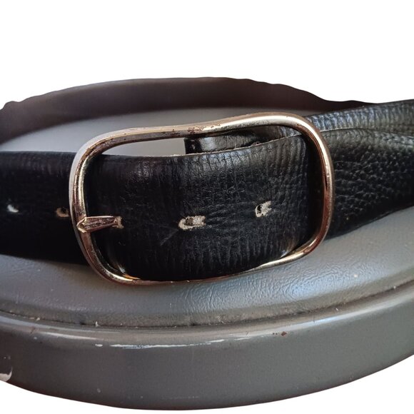 Vintage Men's Belt 40 1970's Reversible Black & Brown Leather Chrome Buckle USA - Picture 4 of 5